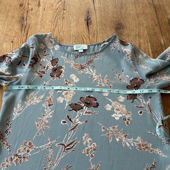 Veronica M Blue Floral Flutter Sleeves Blouse Size Small - Picture 3 of 4